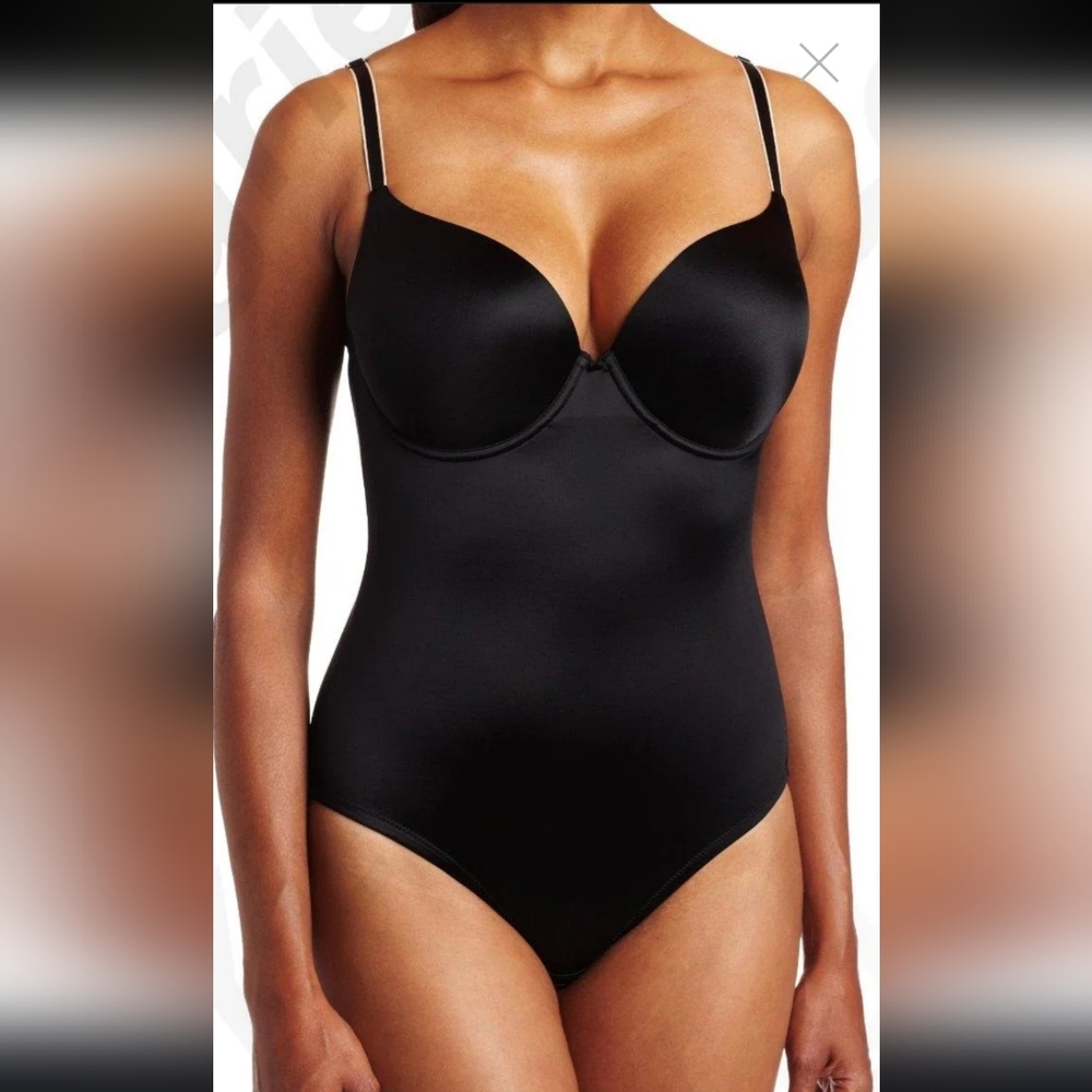 Maidenform 38B Classic Black Shapewear Bodysuit,underwire,padded